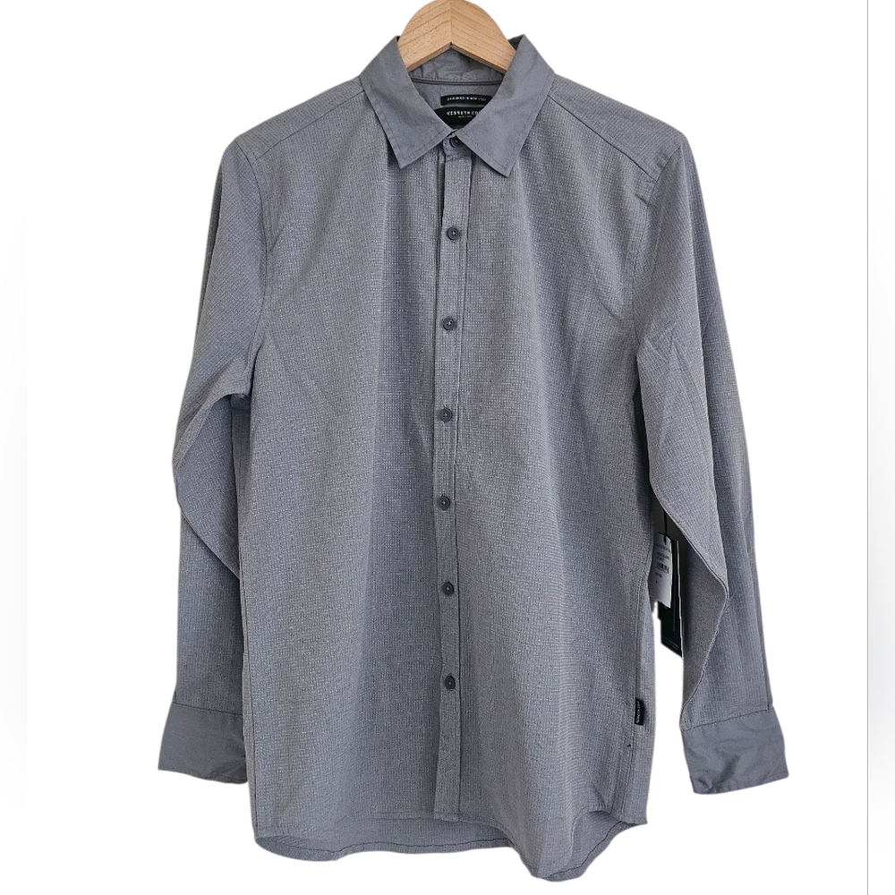 Kenneth Cole Lt. Gray Mobility Collection Shirt Slim Fit Stretch, M NWT